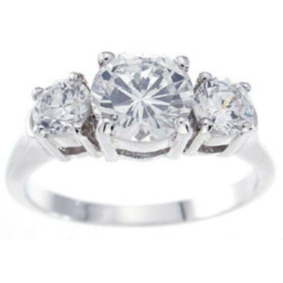 Engagement Promise Ring Sterling Silver Womens Size 5 Cubic Zirconia CZ 1.5 Ct - Picture 1 of 2
